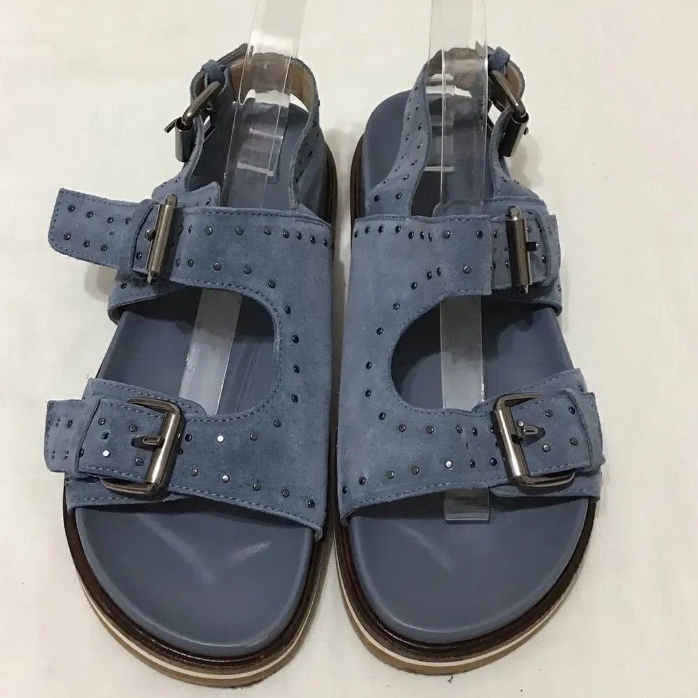 Anthropologie Pilcro Blue Suede Slingback Sandals Size 41